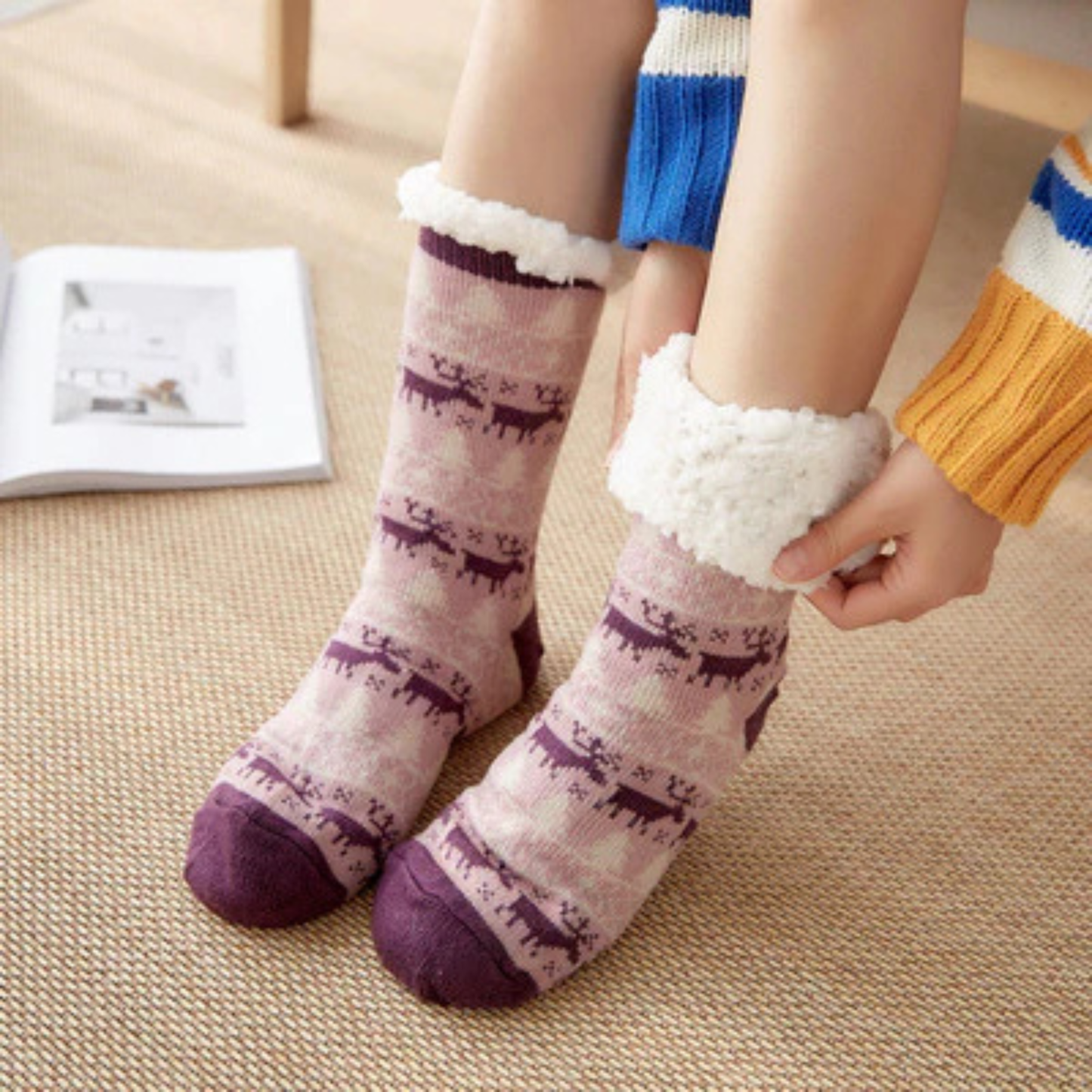 Slipper Socks With Grippers | Festive Non Slip Socks | Winter Socks